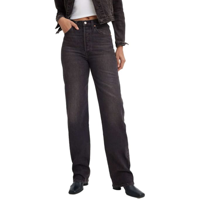 Levi's Ribcage Full Length Static Noise Overloa Maat: W25L32 | Straight Jeans Outlet | Dames | Zwart