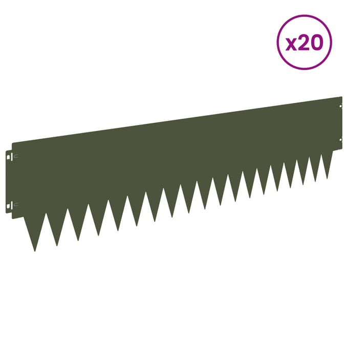 vidaXL - Gazonrand - 20 - st - 103 - x - 25 - cm - Staal - Olijfgroen