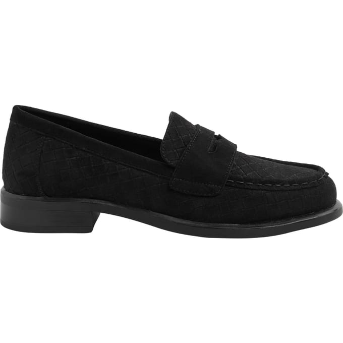 Yours Zwarte Geweven Loafers Met Reliëf In Brede Epasvormsize 42E