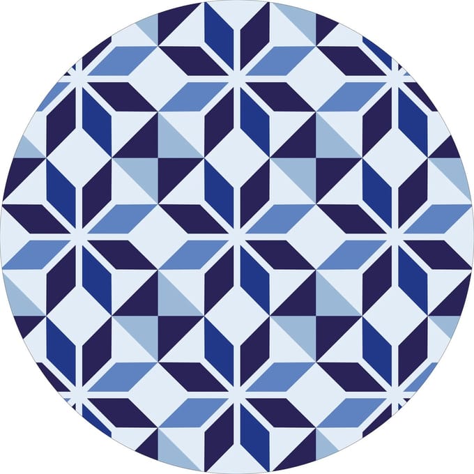 Vinyl | Vloerkleed vinyl rond | Mavi | 95 cm Rond