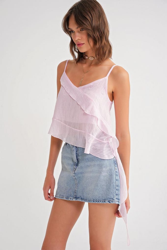 Rimpelige Textuur V-Hals Crop Top