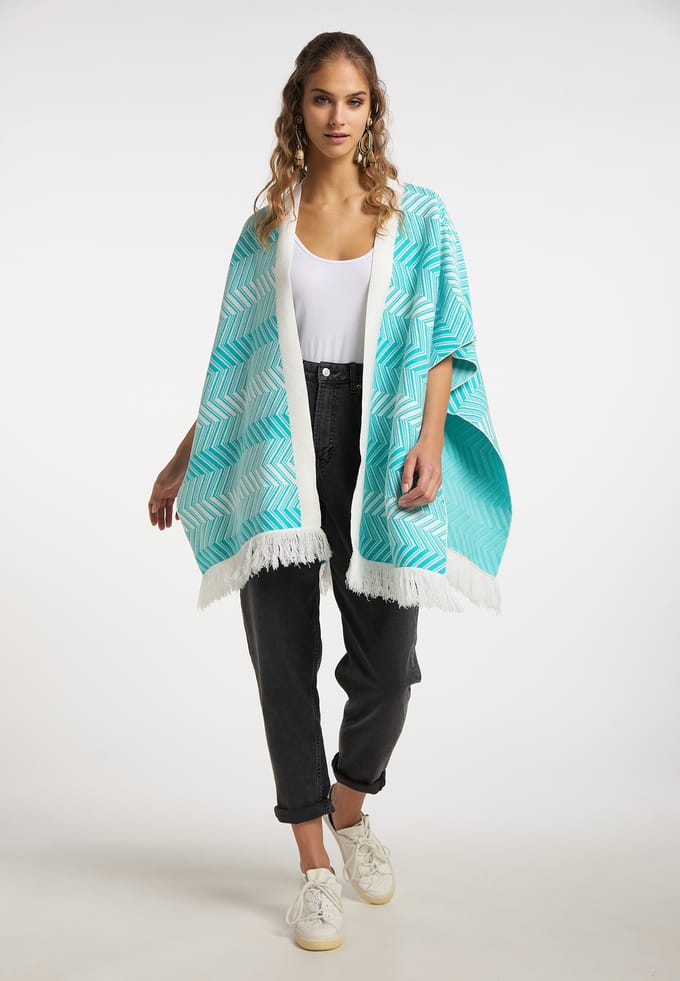 IZIA Gebreide poncho Dames Aquawit
