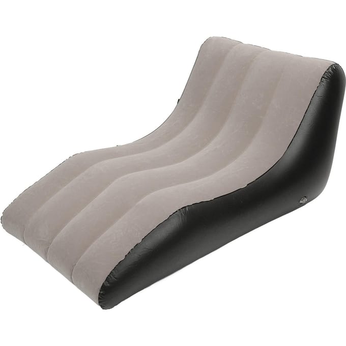 Opblaasbare Sofa Stoel PVC Gevlokt Opblaasbare Stoel Opblaasbare Bank voor Woonkamers Kampeertrips bruin