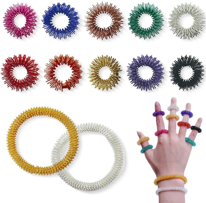 Dailygoods- Acupressuurring set - 10 Vingeracupressuurringen - 2
