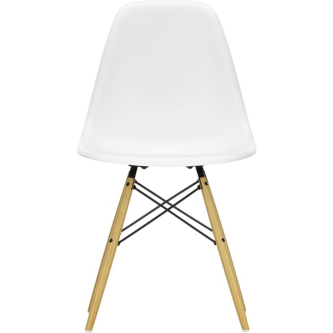 Vitra - DSW Eames Plastic Sidechair - gelige esdoorn - wit