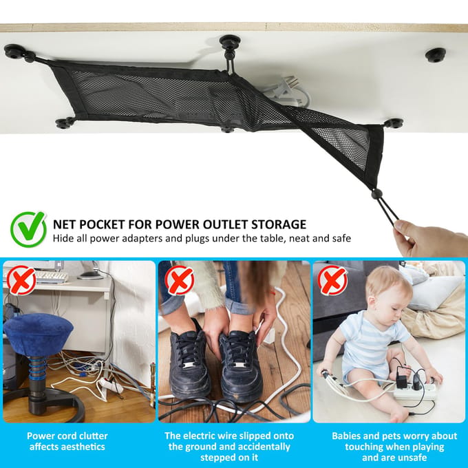 Kabel Organizer Houder Onder Bureau Draad Management Net Grote Capaciteit Flexibel Verstelbaar Privacy Onder Bureau Mesh Kabel Organizer gray