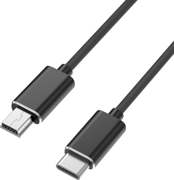 USB C naar Mini USB Kabel Zwart - 1 meter