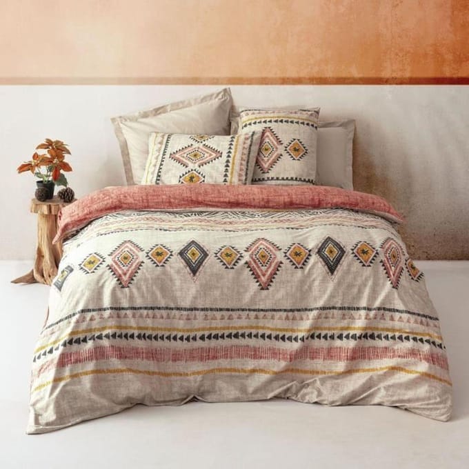 Parure de lit - 1 housse de couette 220 x 240 cm + 2 taies d'oreiller 60 x 60 cm - 100% coton renforcé - Rouge