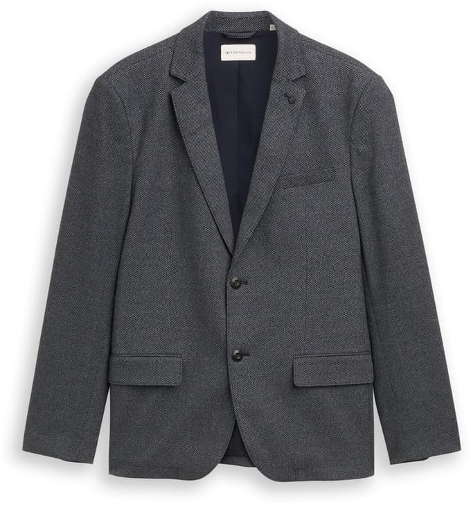 Tom Tailor - Dobby colbert met stretch - Maat 48 - navy structured grindle