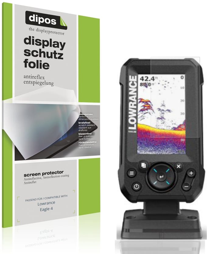 dipos – 2x Matte Beschermfolie geschikt voor Lowrance Eagle 4 | Krasbestendige & antireflecterende Screenprotector Ultra-Thin