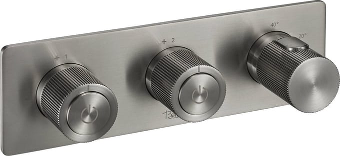 Ben Engraved Line thermostaat afbouwdeel met omstelrichting gunmetal pvd-coating