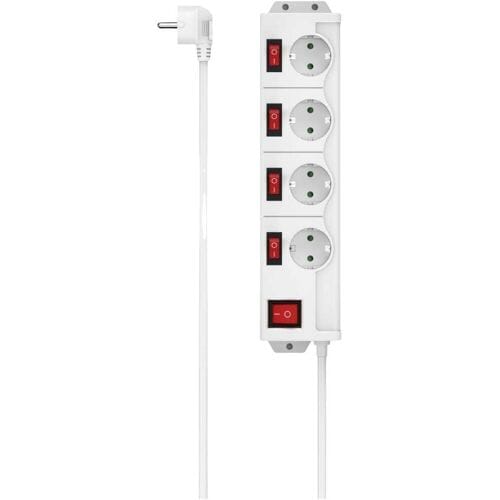 Hama Stekkerdoos - 4-voudig - 1,4m kabel - 90gr - afzondelijk schakelbaar - Wit