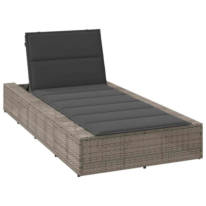 vidaXL - Ligbed - met - zwevend - kussen - poly - rattan - grijs