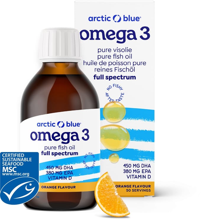 Arctic Blue - Omega 3 Visolie - Sinaasappel - vitamine D - MSC - 250 ml