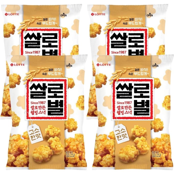 Lotte Salrobyeol Hartige Rijstcrackers Gebakken Snack 624g (156g x 4) black