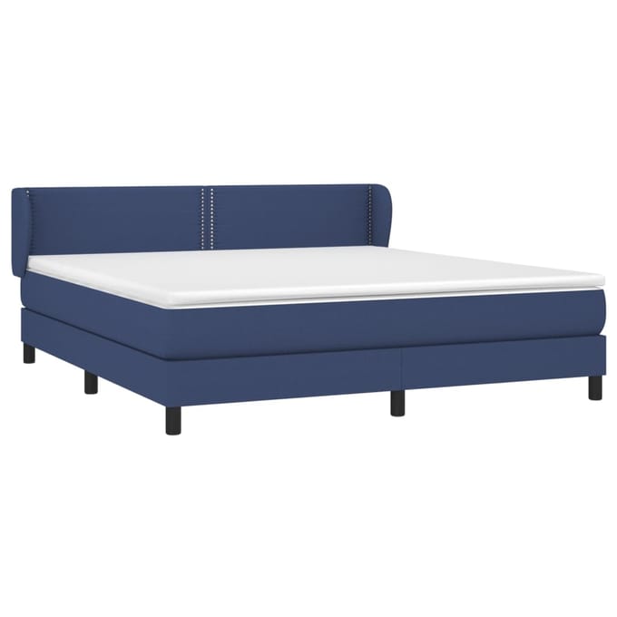 vidaXL - Boxspring - met - matras - stof - blauw - 180x200 - cm