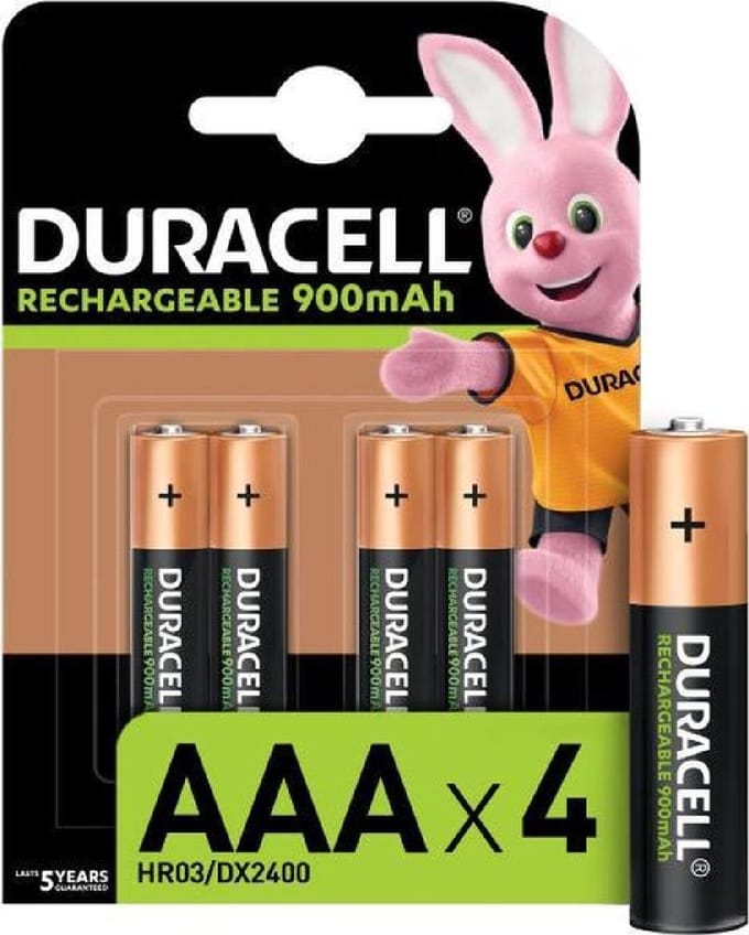 Duracell Rechargeable AAA 900mAh batterijen - 4 stuks