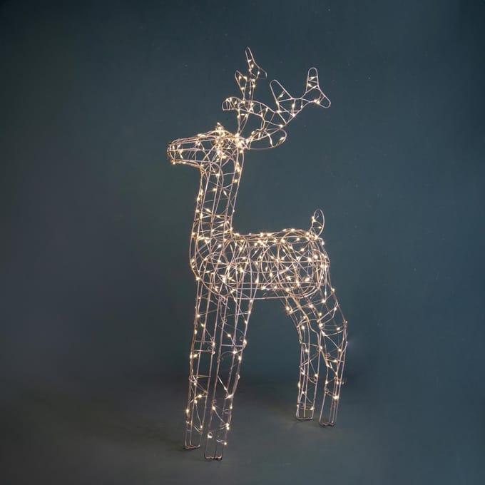Bianchidino – Rendier Kerst LED – 75 cm – Rattan/wilg – Koperkleurig