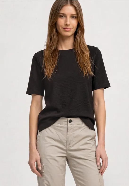 Shirt met ronde hals en structuur