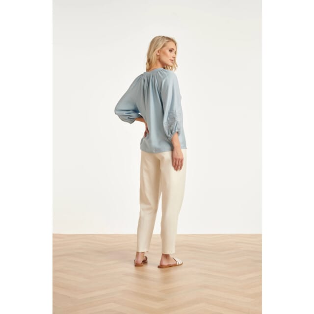 Smashed Lemon Soepelvallende blouse met geborduurde mouwen |