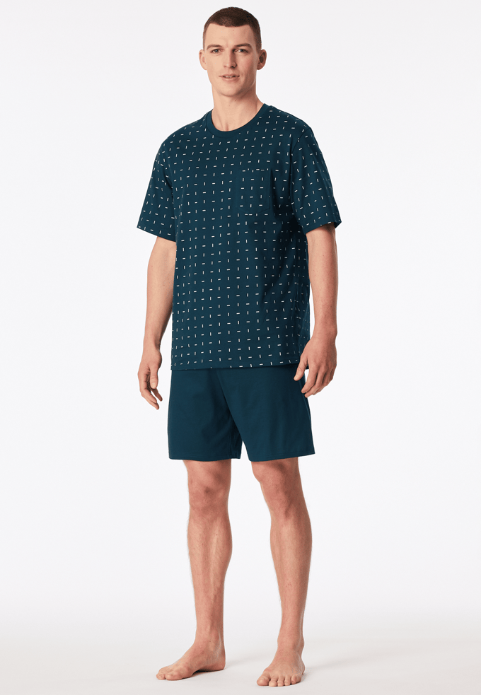 Pyjama korte borstzak petrol patroon - Comfort Essentials 56