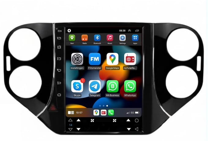 Carplay autoradio geschikt voor Volkswagen Tiguan | 2007 t/m 2016 | Android 13 | Draadloos Apple Carplay & Android Auto | 2GB + 32GB | Tesla Style | 8-Core processor | Davilon | 2007 2008 2009 2010 2011 2012 2013 2014 2015 2016 | Bluetooth & Wifi