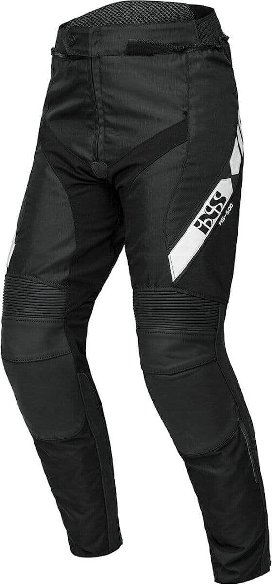 IXS RS-500 1.0 Zwart Wit Leren/Textiele Motorbroek - Broek