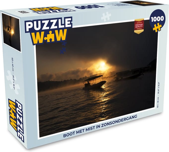 Puzzel Boot met mist in zonsondergang - Legpuzzel - Puzzel 1000 stukjes volwassenen