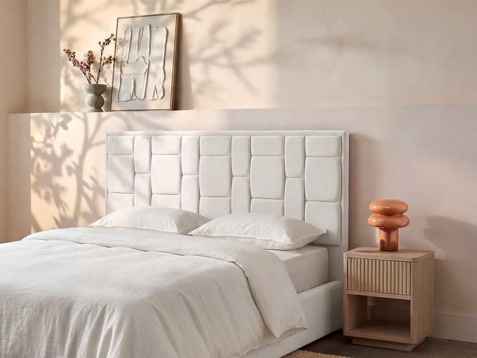 Vente-unique Hoofdbord 160 cm - Fluweel - Beige - HERMINE