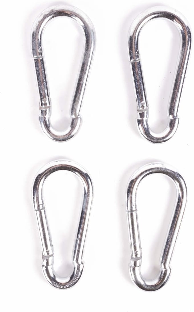 Benson Set karabijnhaken - Ø 10 x 100 mm - zilver - 4 stuks