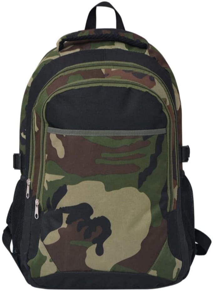 Rugzak voor school 40 L zwart en camouflage