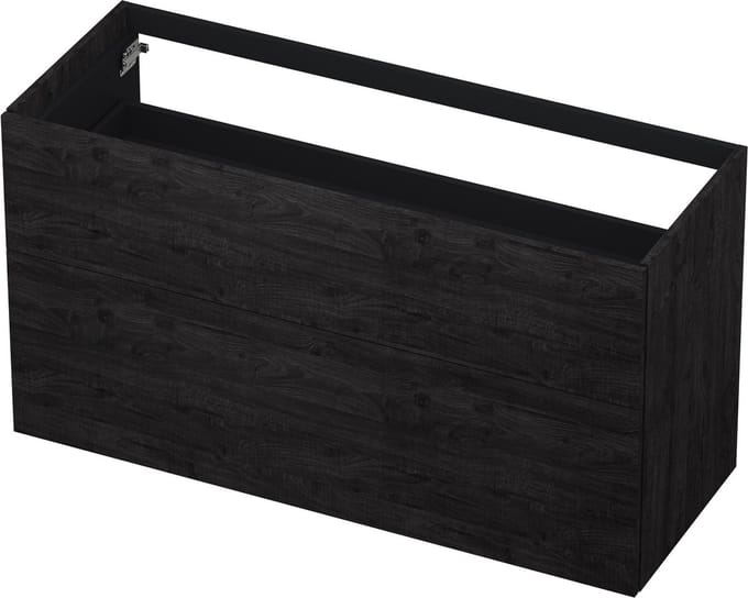 INK® wastafelonderkast 2 laden greeploos push to open hout decor 120x45x65cm, houtskool eiken