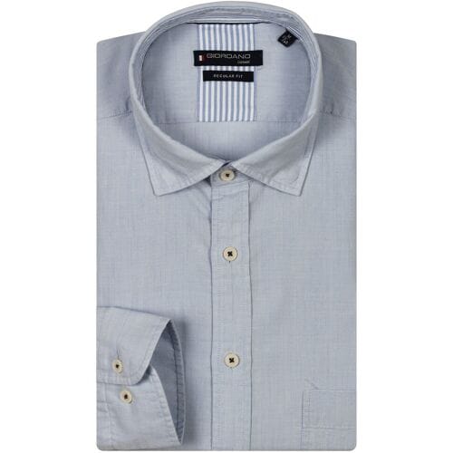 Giordano Overhemd Verona Button Under Washed Tencel Chambray Licht Blauw / male
