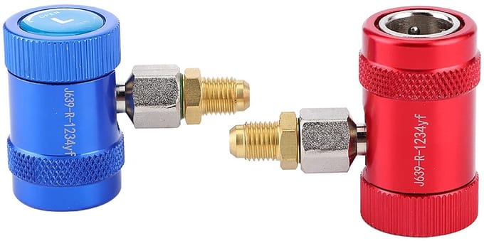 Dailygoods- Snelkoppeling Professionele Kwaliteit - Verstelbare Adapter - Duurzame Veiligheidssnelkoppeling - Messing Koppeling - R1234yf Koelmiddel - Eenvoudig Aansluiten - Koelmiddeladapter