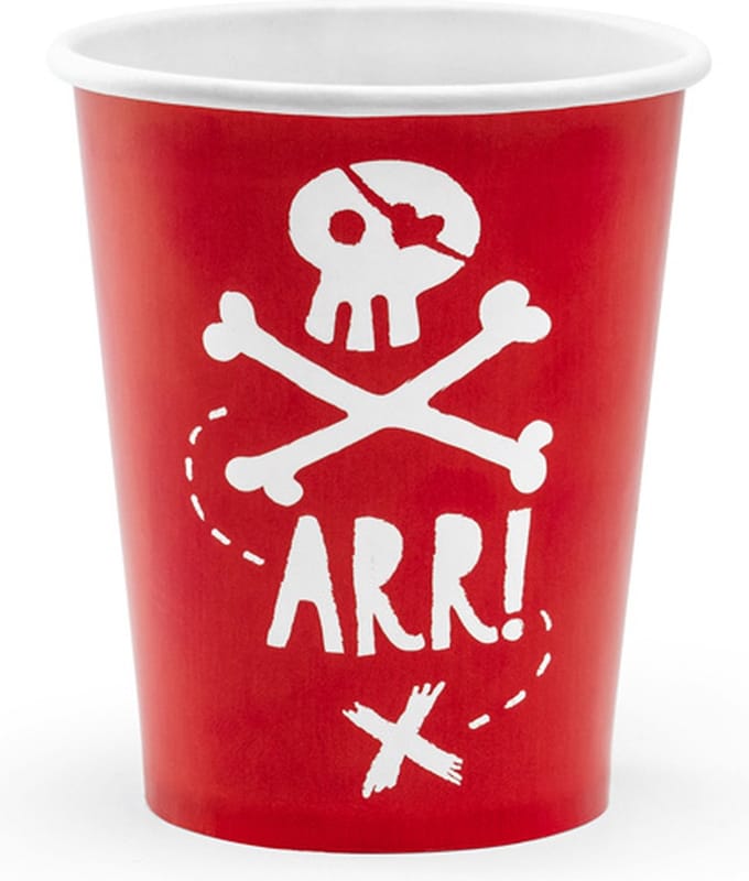 PartyDeco Bekertjes Piraten (6 st 220 ml)