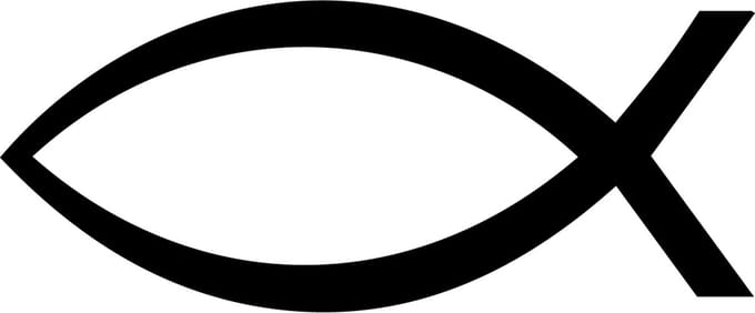 Ichtus vis sticker - 14x6cm - zwart - topkwaliteit avery autoreclame folie