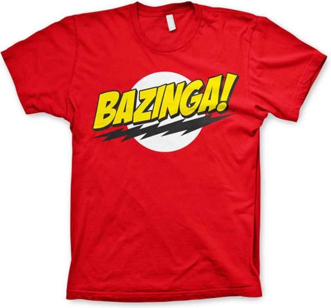 The Big Bang Theory Heren Tshirt -M- Bazinga Super Logo Rood
