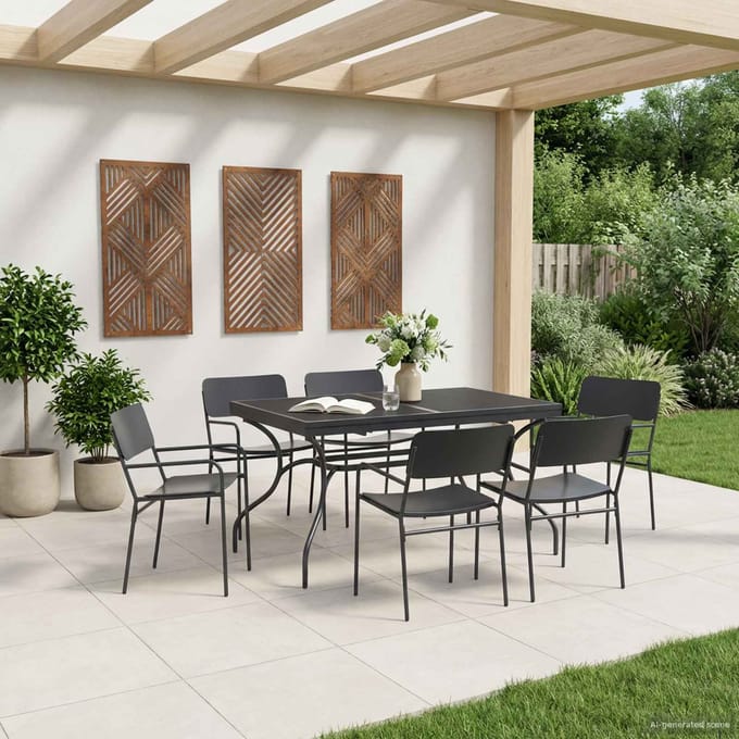 vidaXL Uiterbreidbare Mesh Eettafel Antracietkleurig 212 x 90 x 76 cm