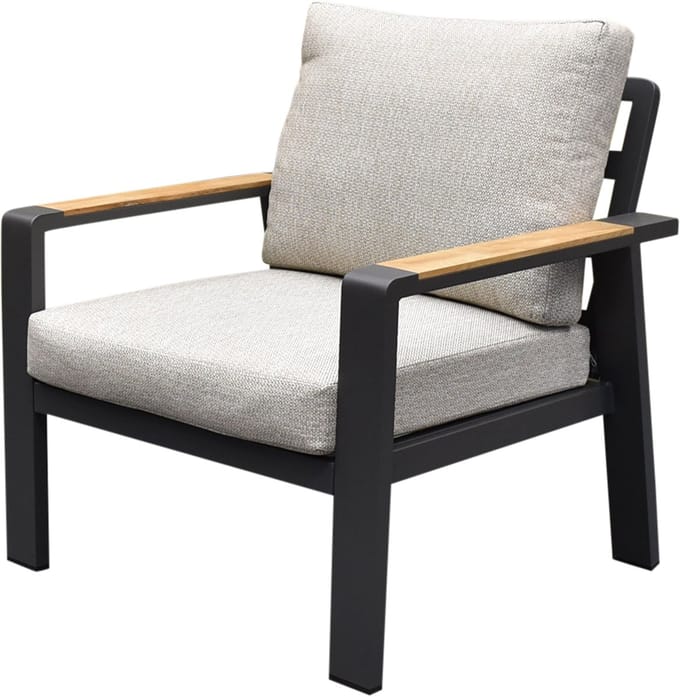 Lola lounge tuinstoel aluminium antraciet soft grey kussens