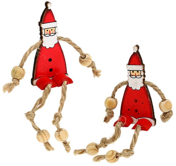 Kerstmanfiguur zittend 6,5 cm rood 12st, 12 Stück