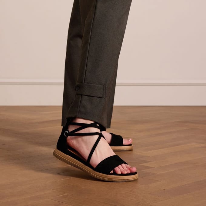 No Stress - Dames - Zwarte suède sandalen met bandjes - Maat 40