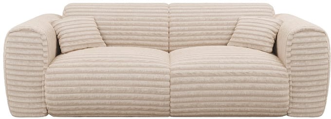 Vente-unique Driezitsslaapbank express in beige, dik ribfluweel - Slaapoppervlak 140 cm - POGNIA