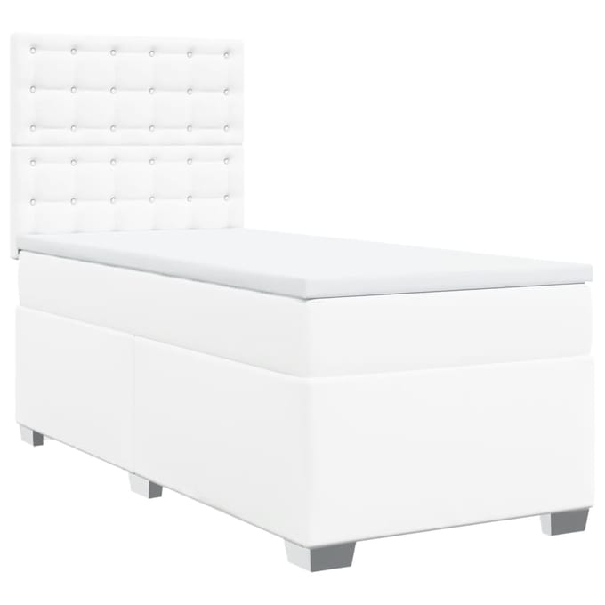 vidaXL - Boxspring - met - matras - kunstleer - wit - 100x200 - cm