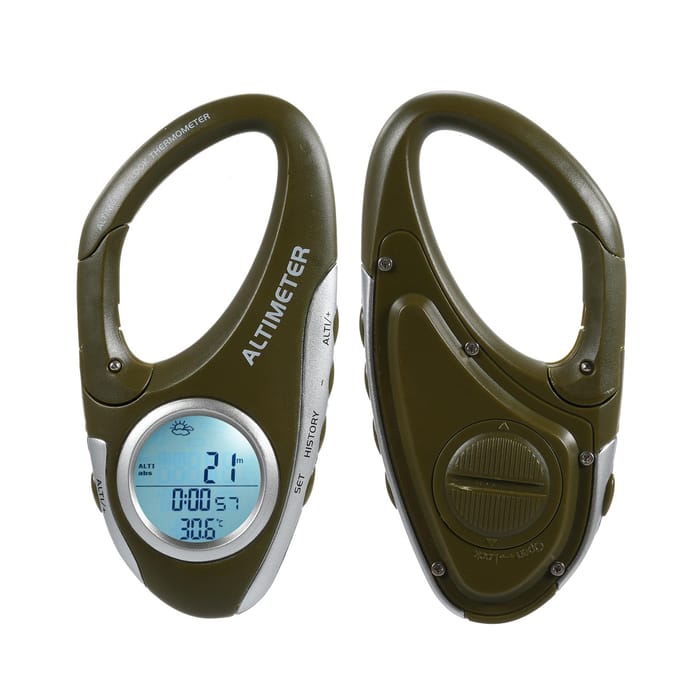 Multifunctionele barometer, hoogtemeter, thermometer met achtergrondverlichting, digitale hoogtemeter legergroene kleur