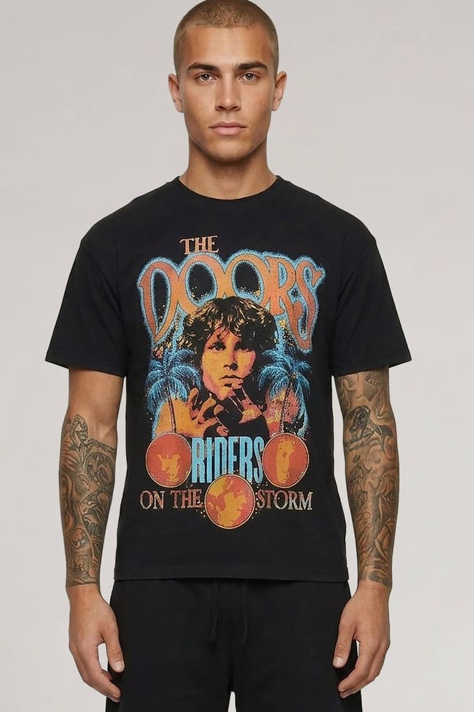Oversized The Doors Licentie Print T-shirt | Black | Size Medium