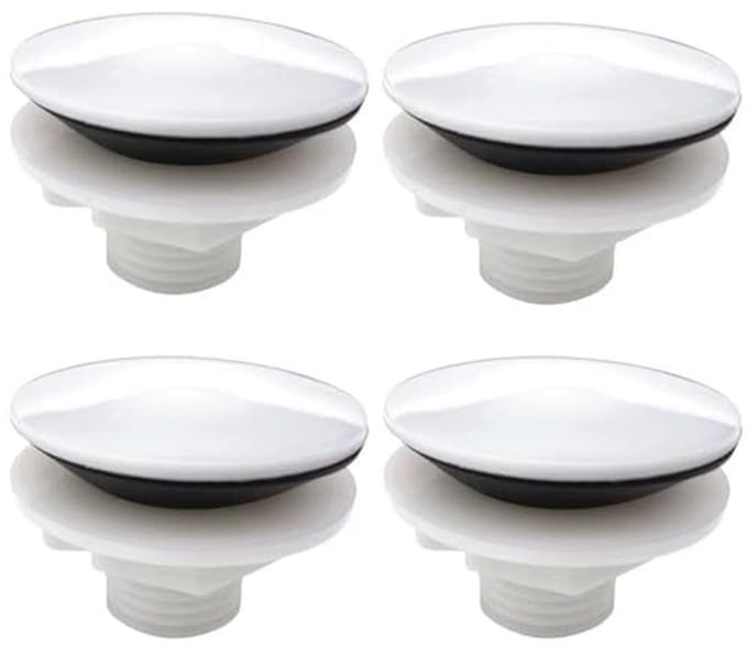 4 Pack Aanrecht Gat Covers Wit 1.5" Stopper Plug met Rubber Afdichting voor Wastafel en Badkamer
