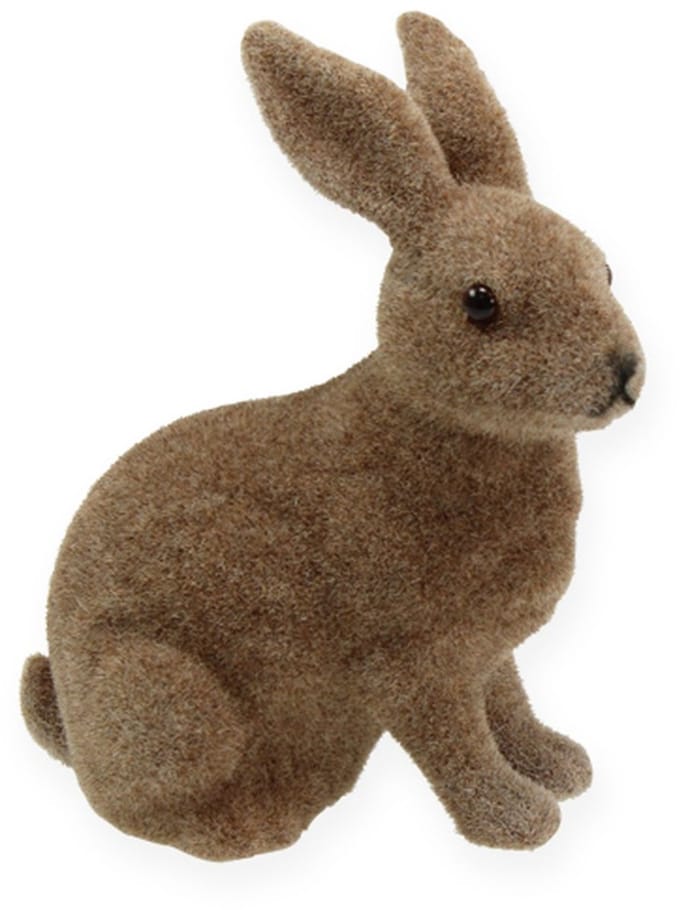 Decoratief konijntje 14cm geflockt 4 st., 4 Stück