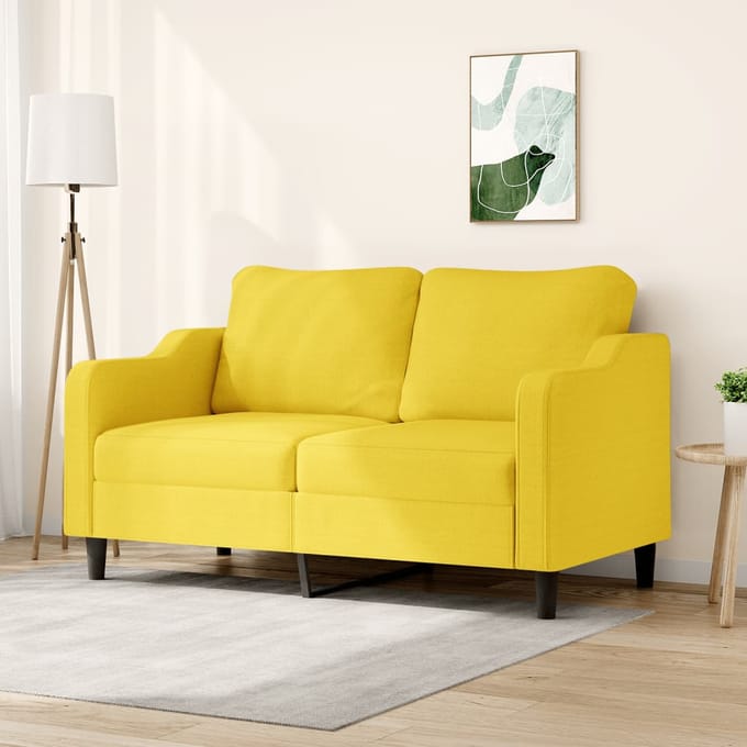 Vidaxl Bank 2-Persoons, Lichtgeel, 140 Cm, Bekleed met Stof