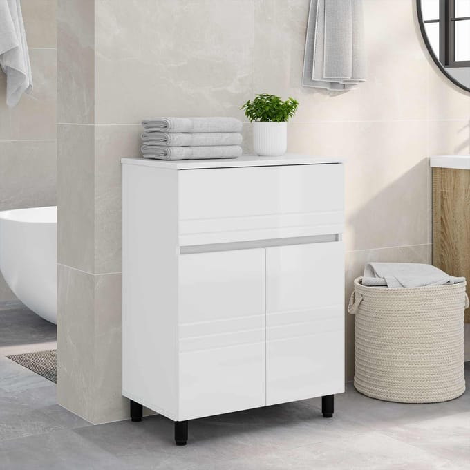 vidaXL - Badkamer - vaniteitsunit - Hoogglans - Wit - 60 - x - 35 - x - 80 - cm