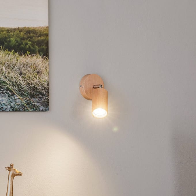 SOLLUX LIGHTING Wandspot Cre van hout, 1-lamp